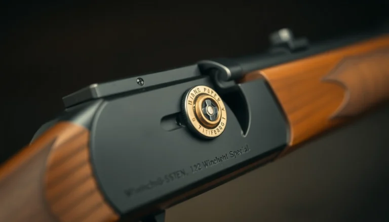 Authentic 32WIN rifle with .32 Winchester Special cartridge in a rustic setting, highlighting precision and tradition.