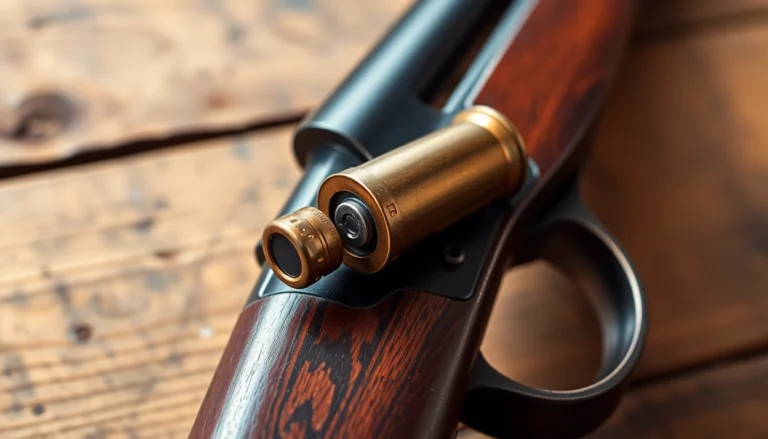 Detailed shot of a 32WIN cartridge in a classic Winchester rifle with vintage textures and warm tones, emphasizing firearm precision.