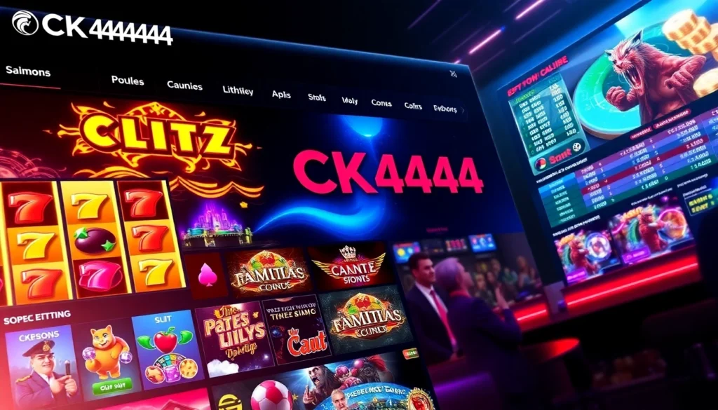 CK 444 branding with engaging casino games and sports betting visuals highlighting trust, innovation, and thrill at CK4444 platform for online gamers in Bangladesh.