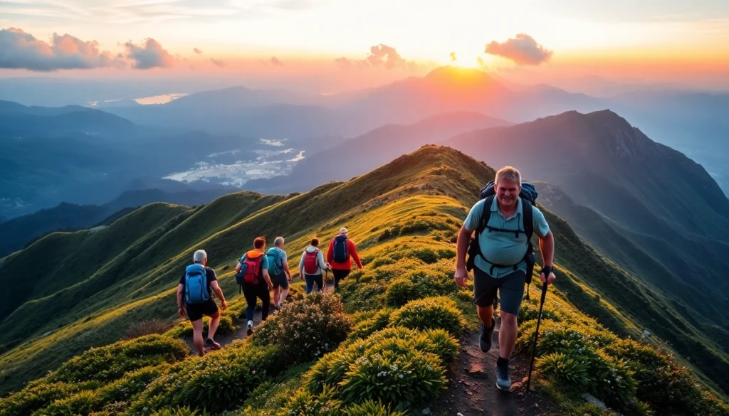 Guided trek through scenic mountain landscape showcasing expert guides leading hikers on a memorable adventure outdoors.