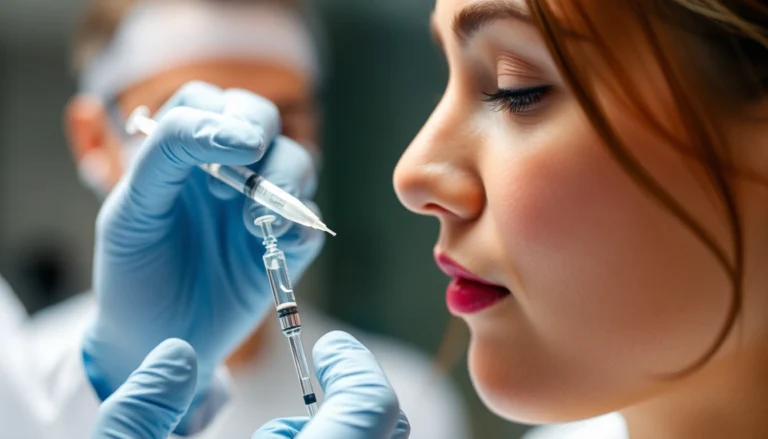 Professional administering Fettwegspritze Zürich to a client in a modern clinic, highlighting precise injection techniques for fat reduction.