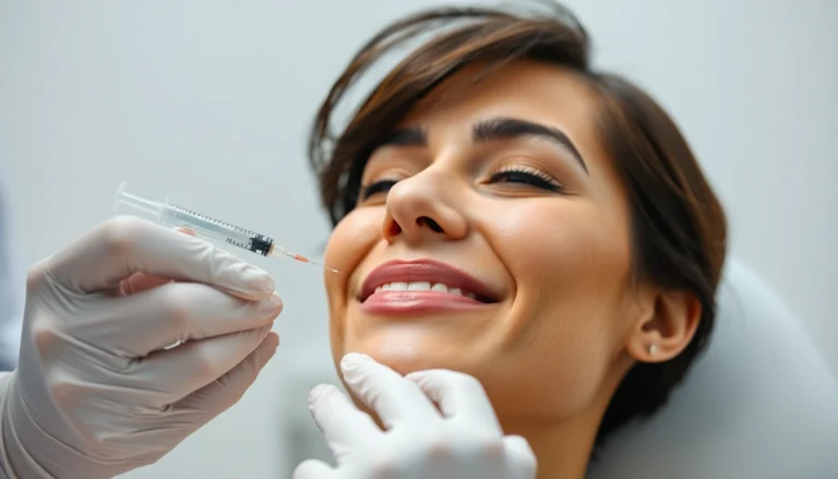 Botox Behandlung: Expert injecting Botox into patient's face for wrinkle reduction in a clinical setting.