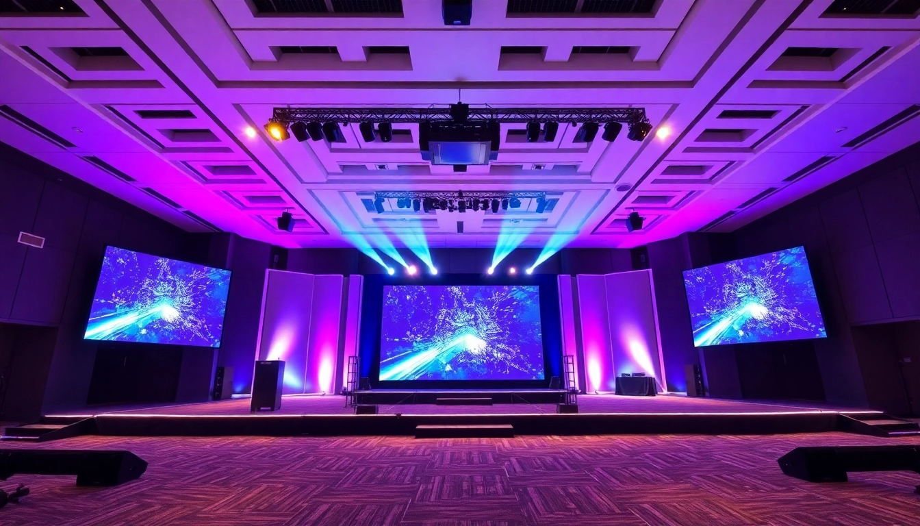 Professionelle Veranstaltungstechnik für Konferenzen Köln: Modernes Setup mit hochwertigem Ton und Licht für erfolgreiche Events