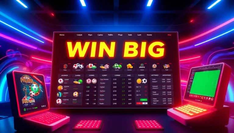 Digital illustration of an online sportsbook and casino platform interface with vibrant colors and modern design elements.