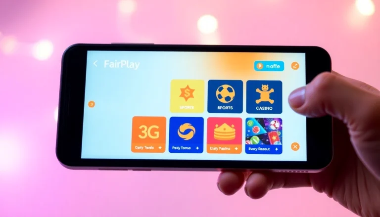 Fairplay app logo on a smartphone screen showing sports betting and casino options for seamless gaming experience in India.
