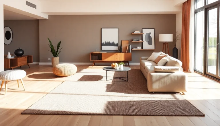 Stylish living room featuring modern tappeti moderni Milano with geometric patterns and vibrant