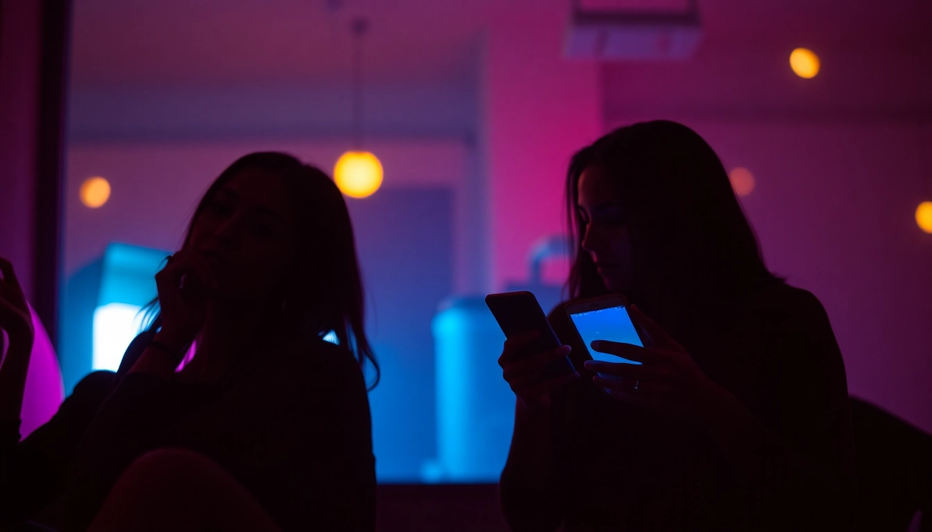 An engaging visual showing young adults exchanging flirtatious messages for annonces sexe,