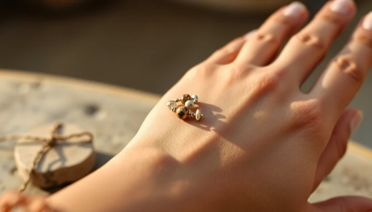 Beautiful natural stone bracelet in earthy tones highlighting bransoletka z kamieniami