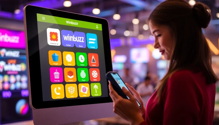 The Winbuzz App displayed on a smartphone screen with engaging mini-games and betting features