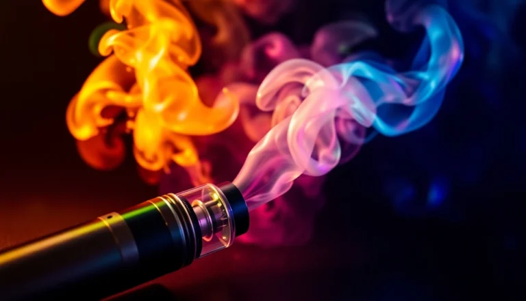 E-cigi device emitting vapor clouds in a modern setting for vaping enthusiasts