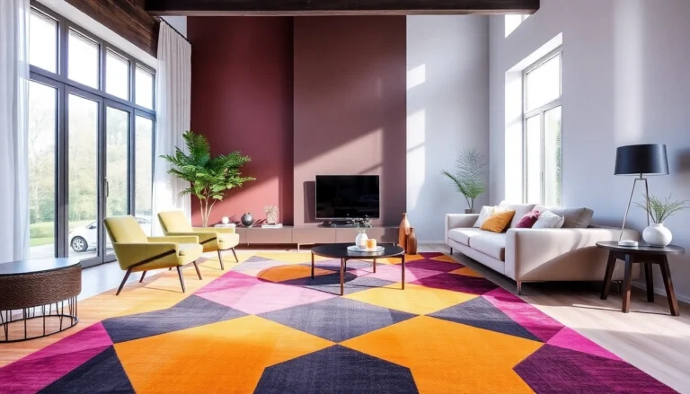 Showcase of stylish Tappeti moderni Milano enhancing a chic living space with colorful,
