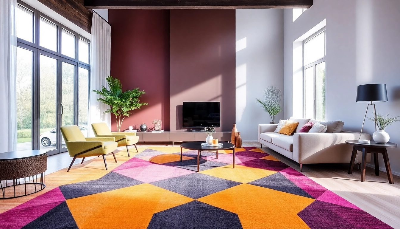 Showcase of stylish Tappeti moderni Milano enhancing a chic living space with colorful,