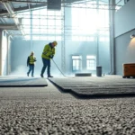 Professional team applying liquid screeding Birmingham for flawless flooring installation