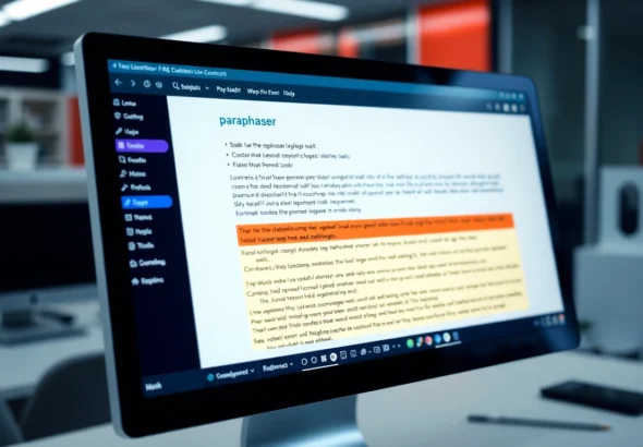 Paraphraser software interface showing natural language rewriting process in a professional