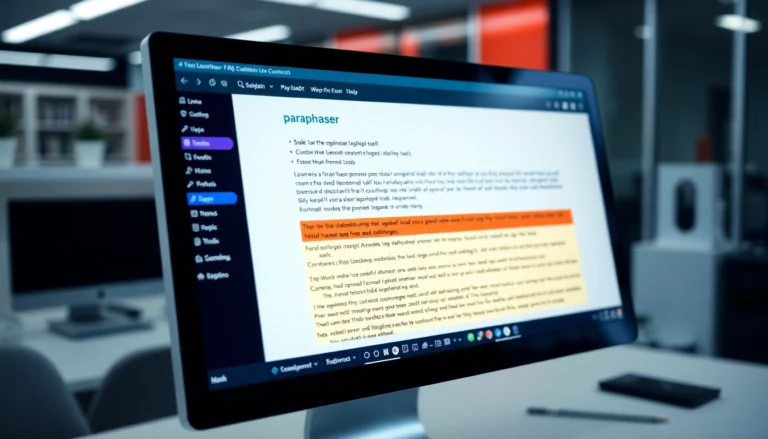 Paraphraser software interface showing natural language rewriting process in a professional
