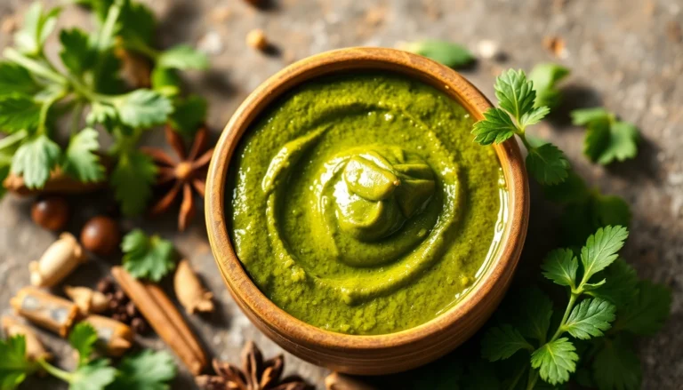 Fresh Green Masala Paste in a bowl with herbs and spices, highlighting quality and taste appeal